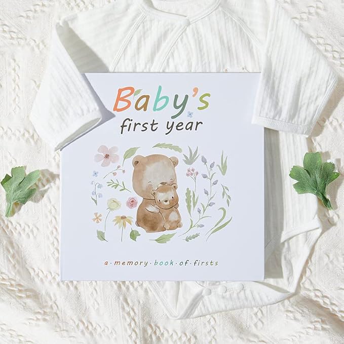 Complete 100 Pages First 5 Years Baby Memory Book and Baby Milestone Book, Easy to Fill Baby Journal From Pregnancy to 5 Years, Hardcover Baby Album and Memory Book, 9.3” x 9.3”