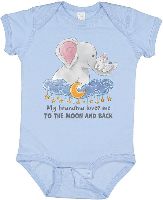 inktastic My Grandma Loves Me To the Moon and Back Elephant Family Baby Bodysuit