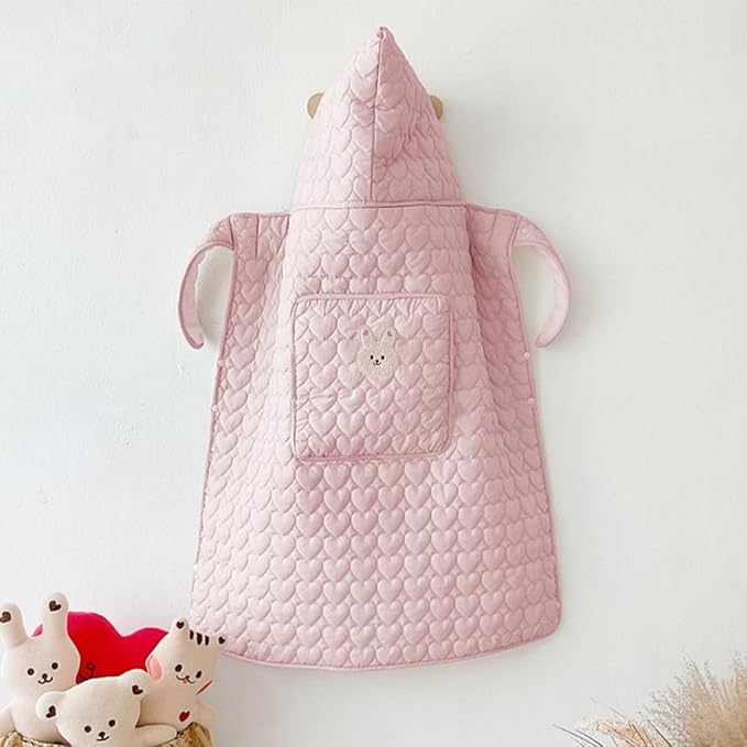 Winter Baby Carrier Cover Stroller Cover -Warm Thicker Hooded Stretchy Cloak Hooded Reversible, Cloak Kangaroo Hoodie for Mom Baby, Suit for All Seasons-Light Pink