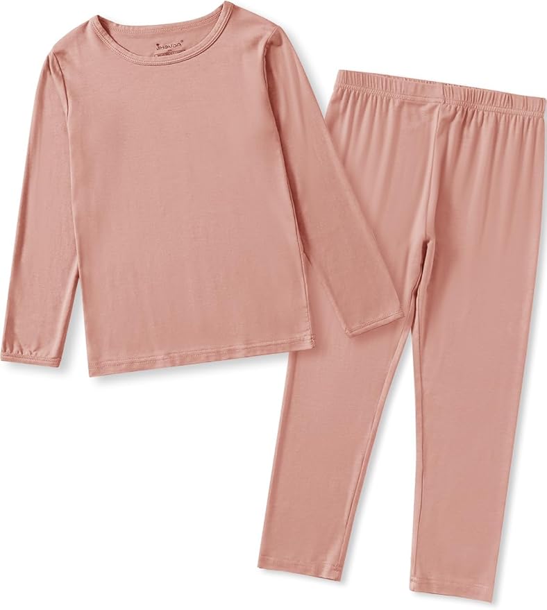 Jimonda Toddler Kids Girls Boys Pajamas Sets Soft Comfy Jammies Tencel Solid Raglan Sleepwear Pajamas Pjs 2pcs Set 18M-8Y