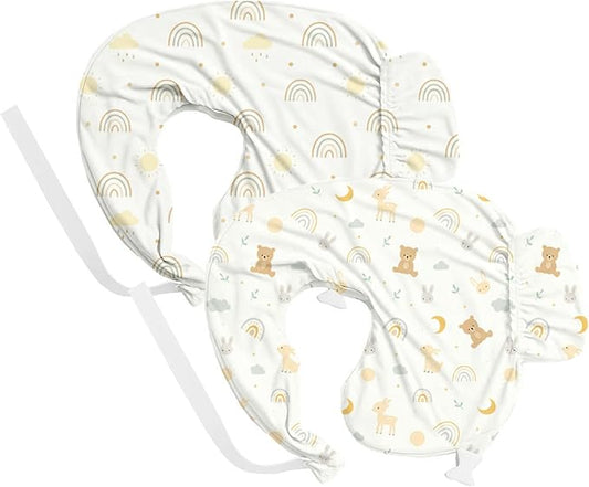 Nursing Pillow Covers Compatible with Breast Feeding Pillow Nursing Pillow (2 Pack Covers-Pillow NOT Included)