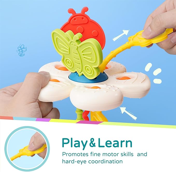 LiKee Montessori Toys for Baby 18+ Months, Sensory Baby Toys for Infants 1+ Years Old, Silicone Pull String Fidget Toy Gift for Toddlers Boys Girls Stroller Crib Car Seat Travel (Daisy)