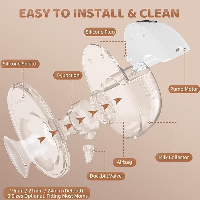 Hands Free Breast Pump, Wearable Breastfeeding Pump, Portable Electric Breast Pump with 4 Modes & 12 Suction Levels, Soft Doublefit Flange Inserts 19/21/24mm, Low Noise, Smart Display, 2-Pack