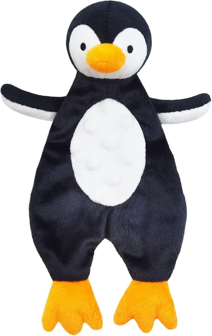 Baby Black Penguin Soft Stuffed Animal Security Blanket, Plush Penguin Character Lovey Blanket, Baby Shower/Nursery Gift, Newborn Infant Toddler Snuggle Blankie for Boys Girls, 10 Inches