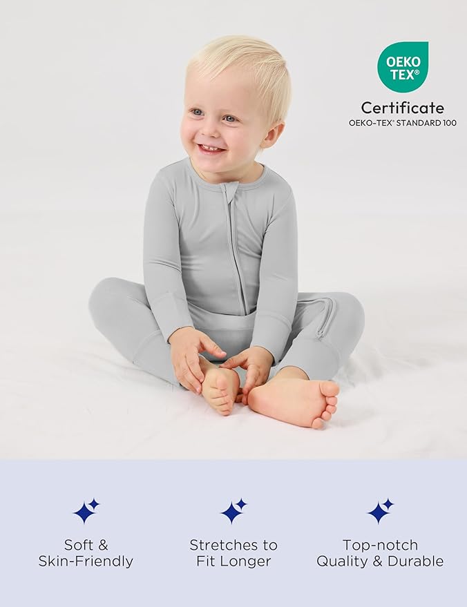 Footless Pajamas Baby Boy Girls, Viscose from Bamboo Baby Pajamas, Two Way Zipper Sleepers, Newborn Pjs
