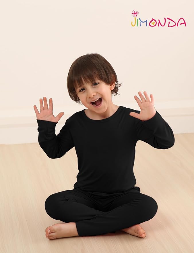 Jimonda Toddler Kids Girls Boys Pajamas Sets Soft Comfy Jammies Tencel Solid Raglan Sleepwear Pajamas Pjs 2pcs Set 18M-8Y