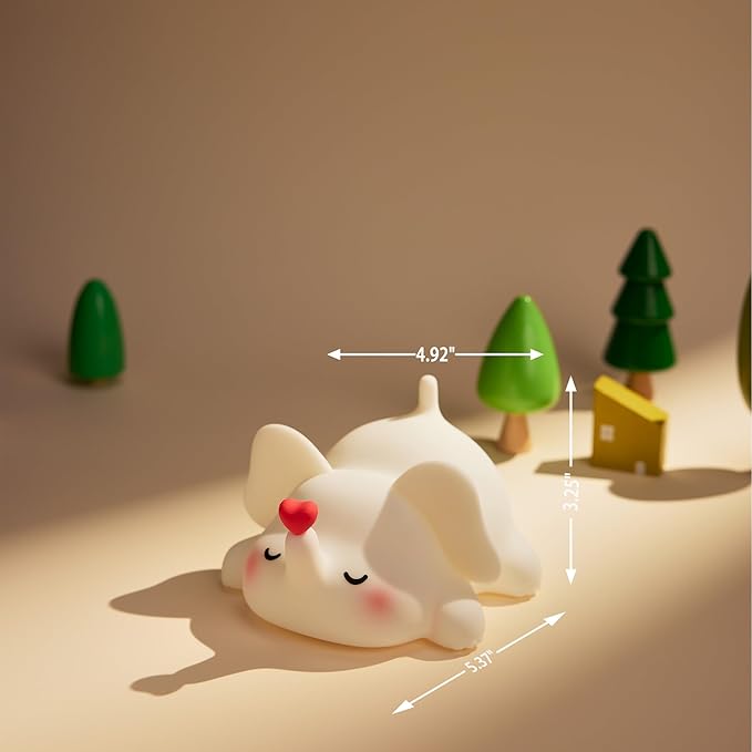Silicone Elephant Night Light for Kids Room Dimmable Rechargeable Nursery Animal Nightlight Gifts for Women Girls Boys Room Decor 3 Level Brightness Toddler Bedroom Bedside Touch Lamp
