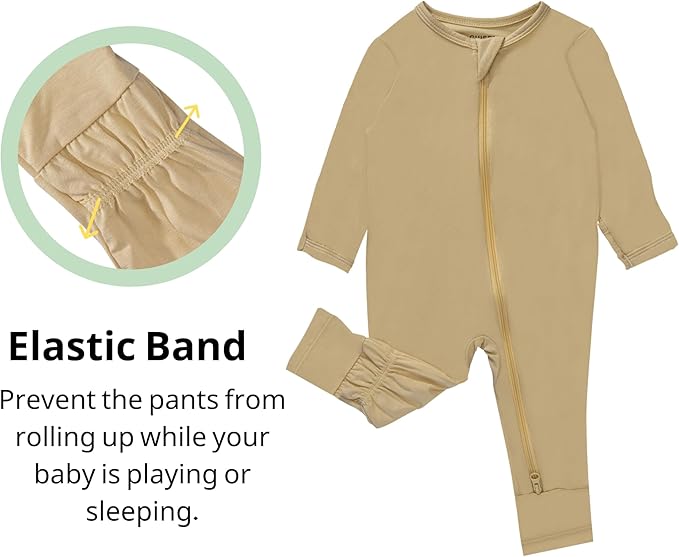 GUISBY Baby Pajamas with Mitten Cuffs - 3Pcs Girls Boys 2 Way Zipper Long Sleeve Rayon Sleepers