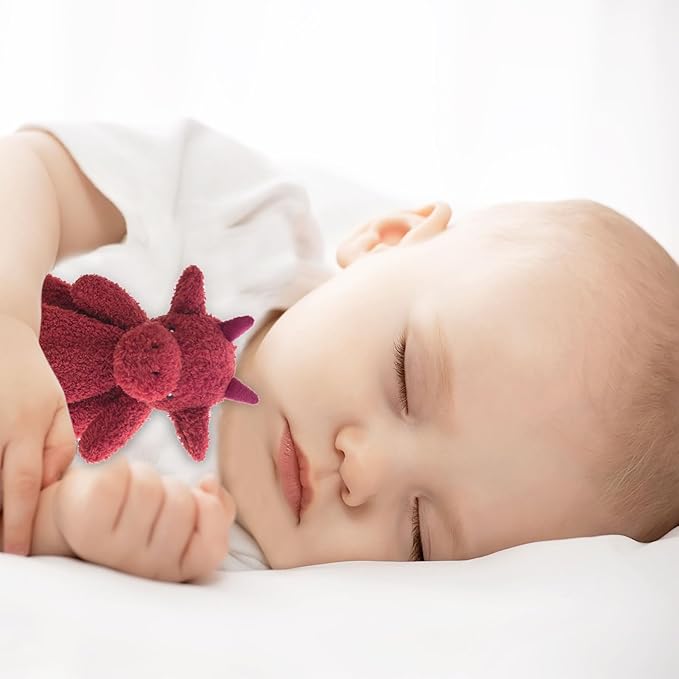 Baby Wine Red Dragon Stuffed Animal Security Blanket, Plush Dinosaur Character Lovey Blanket, Baby Shower/Nursery Gift, Newborn Infant Toddler Snuggle Blankie for Boys Girls, 14 Inches