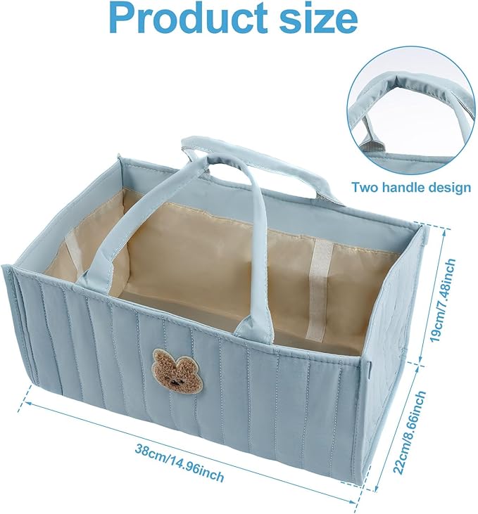 2 Pack Baby Diaper Caddy Organizer Large Capacity Baby Diaper Caddy Basket Portable with Handles Multifunctional Diaper Basket with Removable Divider Diaper Storage Present for Baby Shower