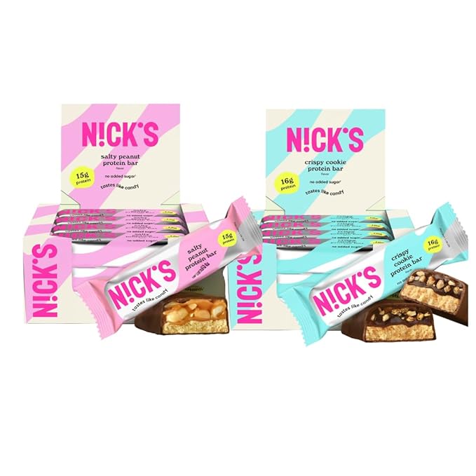 Nick’s Protein Bundle, Salty Peanut, Almond Chocolate – 24-Count Box | High Protein, Low Calories, Low Carbs, Keto Friendly, No Added Sugar