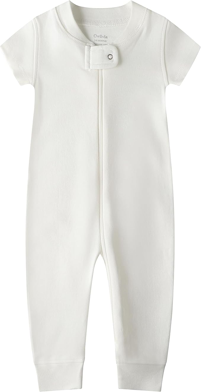 Owlivia Baby Boy Romper, Unisex Short-sleeve Summer Outfit, 100% Organic Cotton Girl One-Piece Jumpsuit