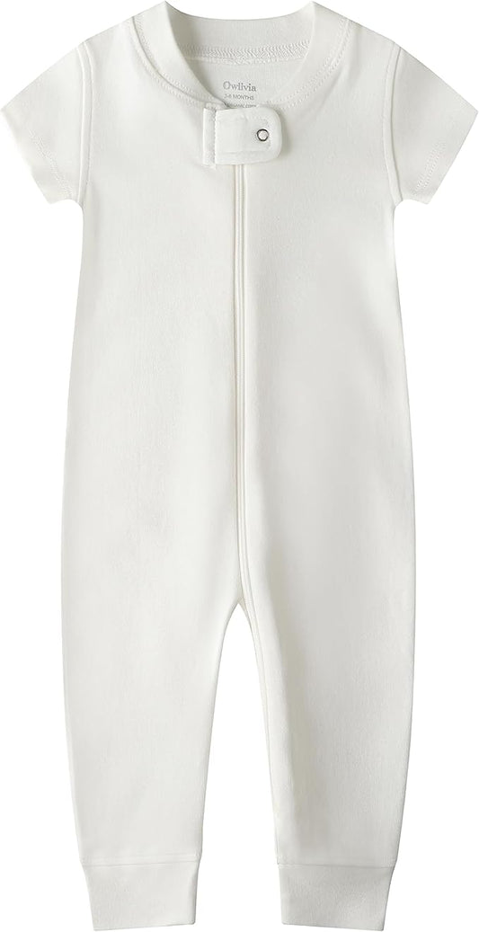 Owlivia Baby Boy Romper, Unisex Short-sleeve Summer Outfit, 100% Organic Cotton Girl One-Piece Jumpsuit