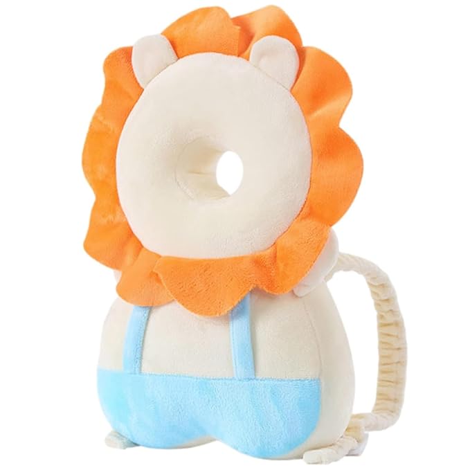 Baby Walker Head Protector Toddler Adjustable Baby Head Protection Backpack Wear Safety Pad (White Lion)