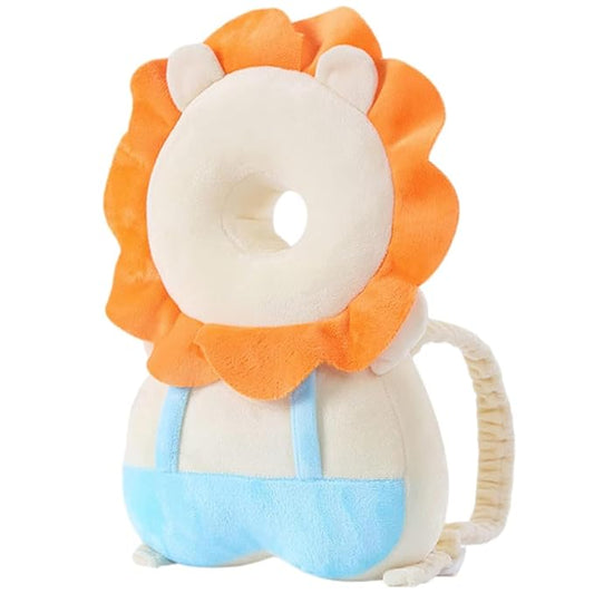 Baby Walker Head Protector Toddler Adjustable Baby Head Protection Backpack Wear Safety Pad (White Lion)