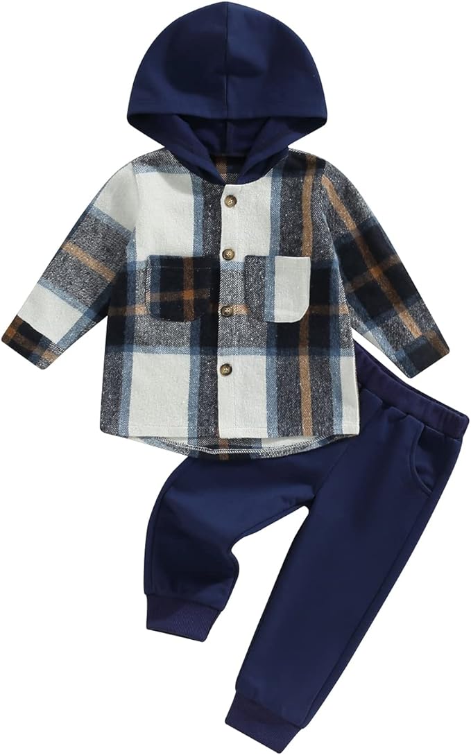 2Pcs Baby Boys Hoodie Tops Pants Set Dinosaur Deer Print Sweatsuit Fall Winter Outfits