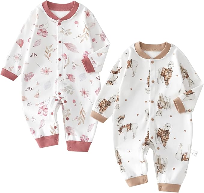 100% Organic Cotton Soft 3-24 Months 2-Piece Unisex Footless Newborn Baby Sleepers Pajamas Romper Boys Girls
