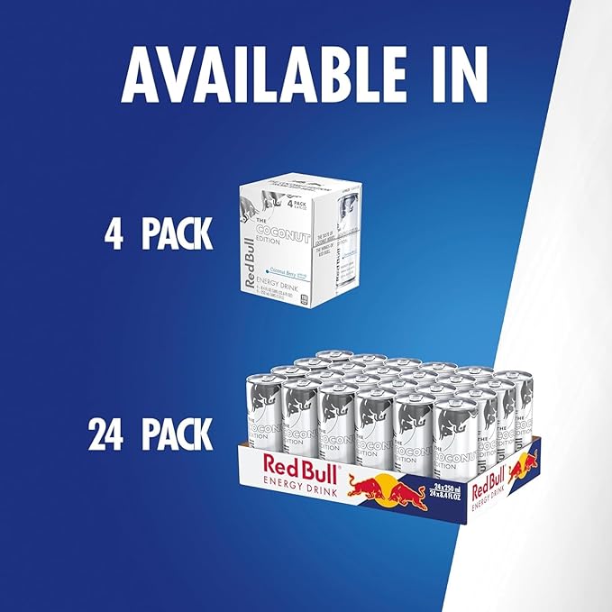 Red Bull Coconut Edition Energy Drink, Coconut Berry, with 80mg Caffeine plus Taurine & B Vitamins, 8.4 Fl Oz, Pack of 4 Cans
