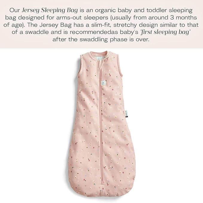 ergoPouch 0.2 Tog Jersey Sleeping Bag – Arms-Out Baby Sleep Sack – Soft, Breathable & Comfortable (8-24 Months, Daisies)