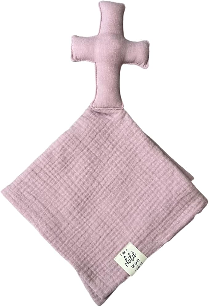 Cross Lovey, Cross Security Blanket, Christian Lovey, Christian Baby Gift, Baptism Gift, Easter Gift, Newborn Baby Gift, Blessing Blanket, Christian Gift (Periwinked Mauve)