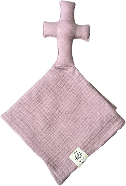 Cross Lovey, Cross Security Blanket, Christian Lovey, Christian Baby Gift, Baptism Gift, Easter Gift, Newborn Baby Gift, Blessing Blanket, Christian Gift (Periwinked Mauve)