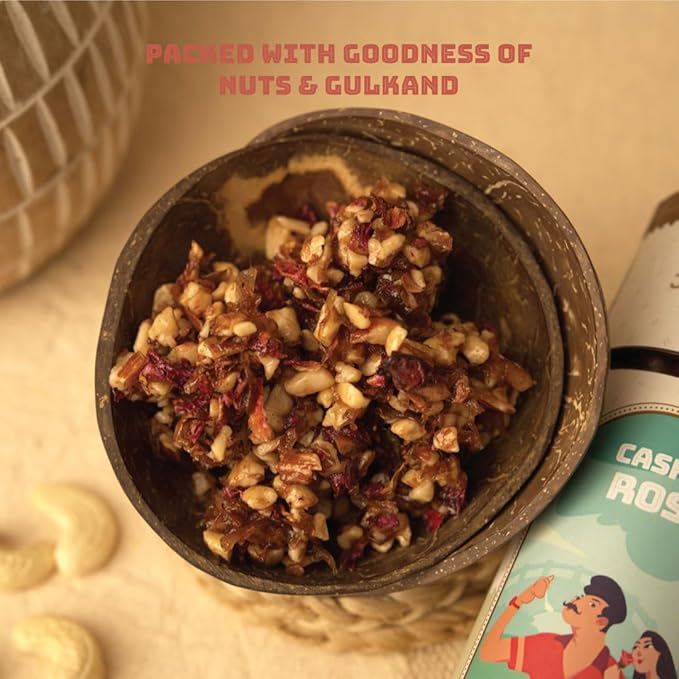 JoySpoon Cashew Rose Mukhwas Mouth Freshener | Supari-Free Mouth Freshner with Almonds, Coconut, Dates & Fennel Seeds | Traditional Mouth Fresheners | 200g