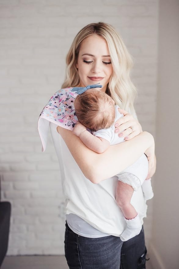 Copper Pearl Premium Baby Burp Cloths - 3-Pack Large Cotton Burp Cloths, Extra Soft Spit Up Rags with 3 Absorbent Layers, Perfect for Baby Girl Gifts (21" x 10" Size, Morgan Set)