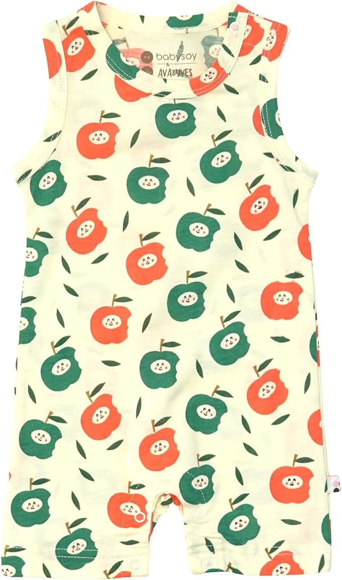 Babysoy Organic Pattern Print Tank Romper Shortall