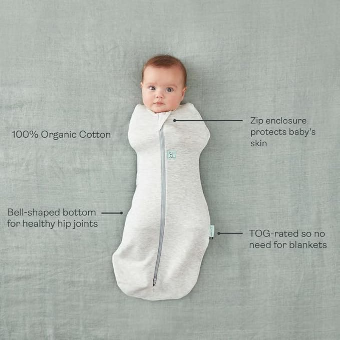 ergoPouch Cocoon Swaddle Sack 0.2 TOG - Baby Sleep Sack, Gentle Snug Fit Helps Calm Startle Reflex, Ideal for Arms In/Out Sleeping, Soft Breathable Fabric for Better Sleep (3-6 Months, Blush Leaf)