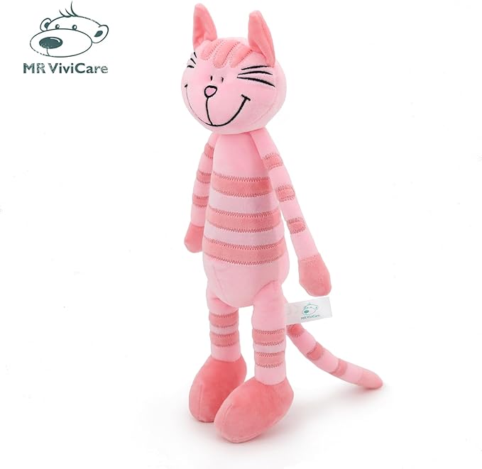 13" Pink Huggable Standing Cat Stuffed Animal Plush Toy, Stuffed Cat Plush Toy for Girls, Great Gift for Children, Birthday, Baby Shower, Christmas, Machine Washable
