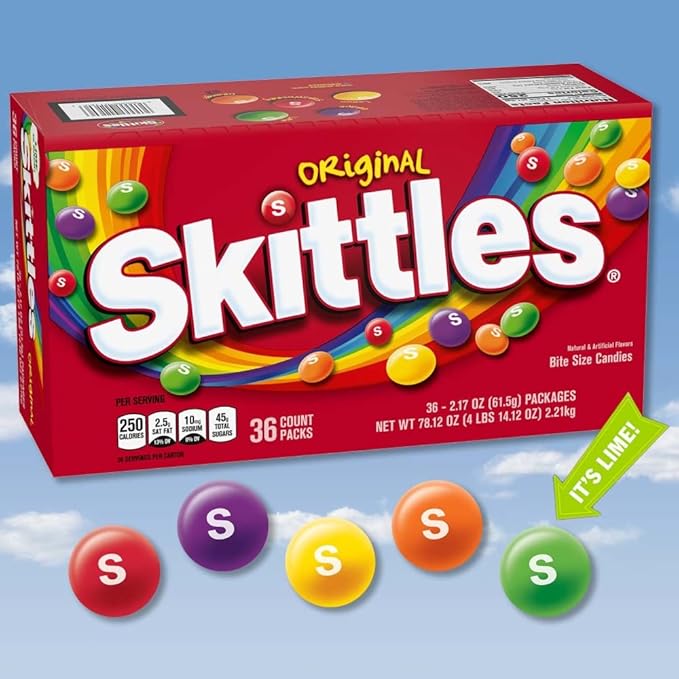SKITTLES Candy, Original 2.17-Ounce, 36 Packs of Individually Wrapped Candy Bulk Box