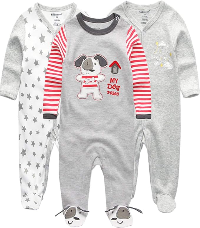 Kiddiezoom Baby and Toddler Boys'Snug Fit Footed One-Piece Romper Jumpsuit Cotton Cotton Footed Outfit