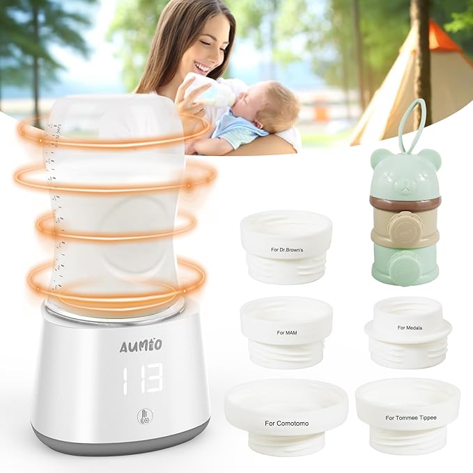 Portable Bottle Warmer, Travel Bottle Warmers for Breastmilk Formula, Rechargeable Baby Milk Warmer On the Go-Fast Bottles Warmer with 5 Adapters, 10000mAh, Smart Temperature Control, Leak-Proof