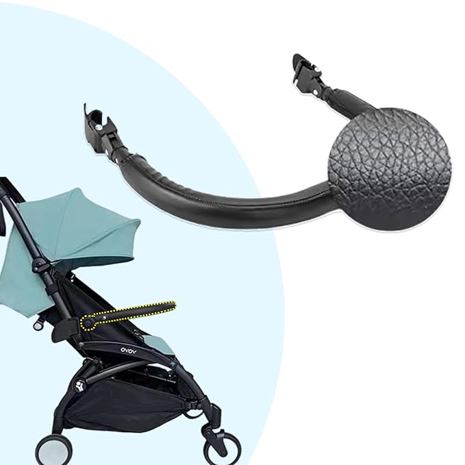 Lusinus Baby Stroller Bumper Bar – Compatible with YOYO – Foldable Without Removing – PU Leather Handle, Armrest & Crossbar