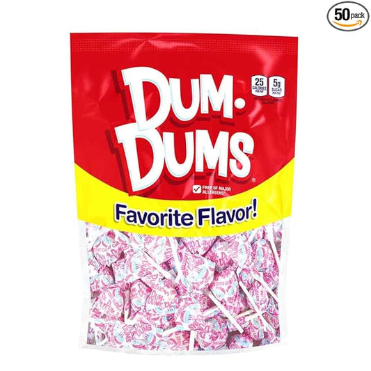 Dum Dums Birthday Cake Lollipops - Bulk Candy Bag with Lollipops Individually Wrapped, Single Flavor Gourmet Suckers - 50 Count