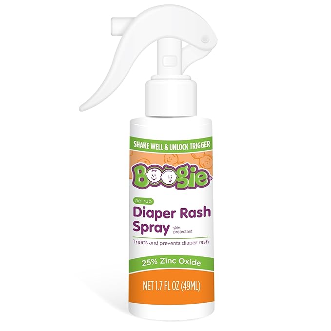 Baby Diaper Rash Cream Spray by Boogie Bottoms, No-Rub Touch Free Application for Sensitive Skin, Over 200 Sprays per Bottle, 1.7 oz, Pack of 3