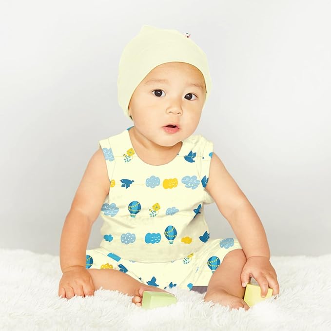 Babysoy Organic Pattern Print Tank Romper Shortall