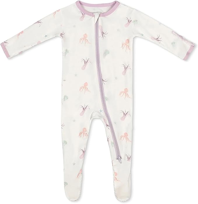 Bamboo Little Soft Baby Footie Pajamas, Baby Clothes, Newborn Sleepers, 95% Viscose and 5% Spandex, 0-24 Months