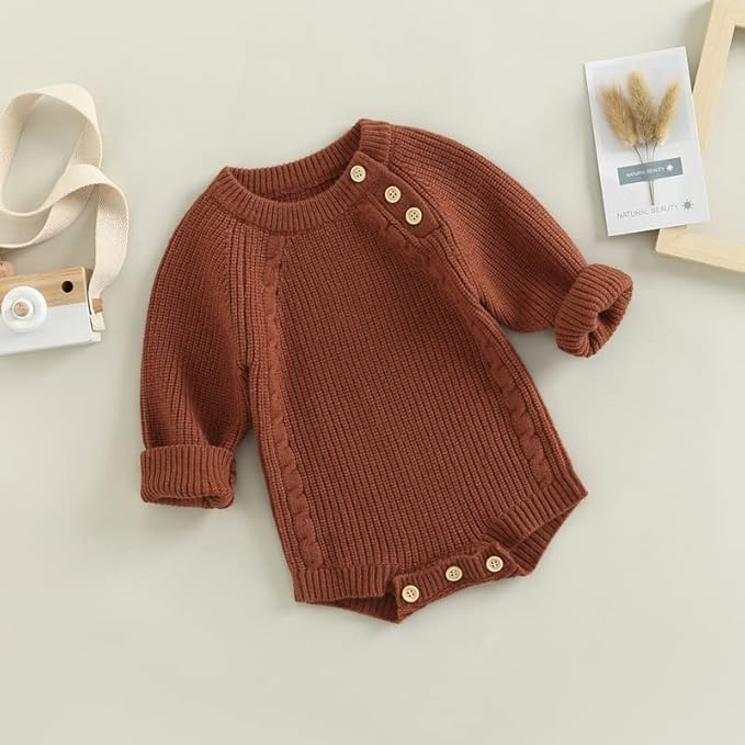 FYBITBO Baby Girl Boy Sweater Knit Oversized Pullover Sweatshirt Romper Onesie Warm Fall Winter Clothes Outfit Newborn