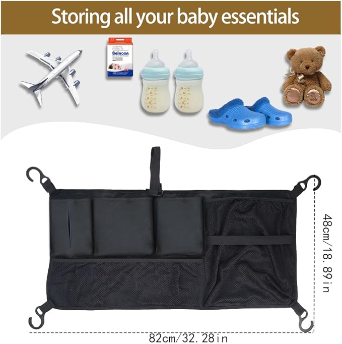 Stroller Wagon Cargo Net, Abnaok Wagon Accessories Organizer Compatible with WONDERFOLD W-Series Models, Large Capacity Mesh Cargo Storage Bag with Sorting Pockets Compatible with Keenz Wagon