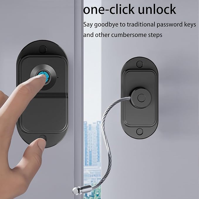 Fingerprint Fridge Lock (2 Pack),Refrigerator Lock with Fingerprint,for Fridge, Cabinet Locks, Drawers, Dishwasher, Toilet and Cabinet Locks Baby Proofing, 3M Adhesive No Drilling (Black)