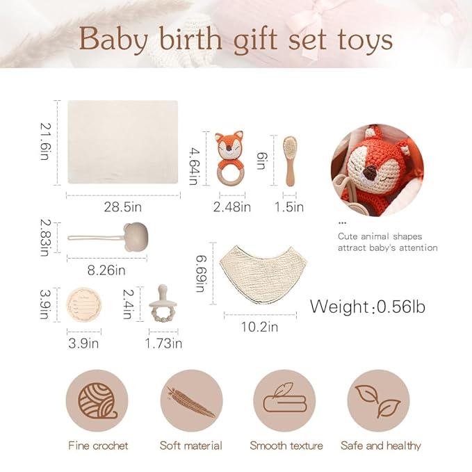 EERKEOD Baby Gift Set for Newborn New Baby Gift Set - Newborn Baby Essentials Baby Bath Set with Baby Blanket Baby Rattle - New Born Baby Girls Gift & Baby Boy Gifts for Baby Shower