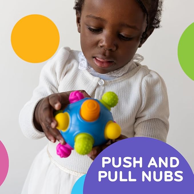 Mobi Woblii Sensory Ball - Sensory Activities for Toddlers and Kids, BPA-Free and Food Grade Silicone Teething Toy, Montessori Learning Games - for 3 Month Old and Up