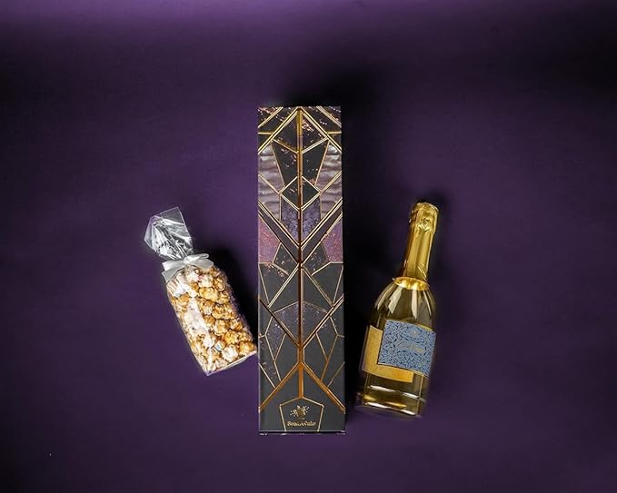 SendaCake Luxe Bubble Box with Caramel White Chocolate Popcorn, Ready to Gift, No Assembly Required - Happy Birthday Surprise - Unique Birthday Gift for Women, Men, Sister, Mom, Dad, Best Friend