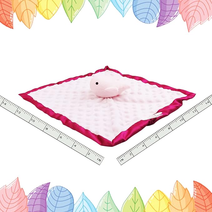 Baby Pink Whale Soft Stuffed Animal Security Blanket, Plush Whale Character Lovey Blanket, Baby Shower/Nursery Gift, Newborn Infant Toddler Snuggle Blankie for Boys Girls, 13 Inches