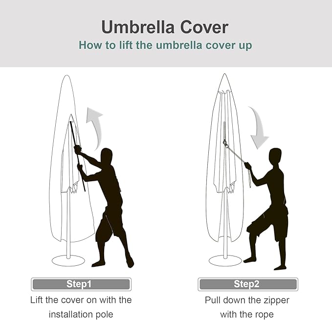 Patio Waterproof Umbrella Cover, Outdoor Offset Parasol Cover for 7.5-11.5 Feet Cantilever Banana Frame Umbrella