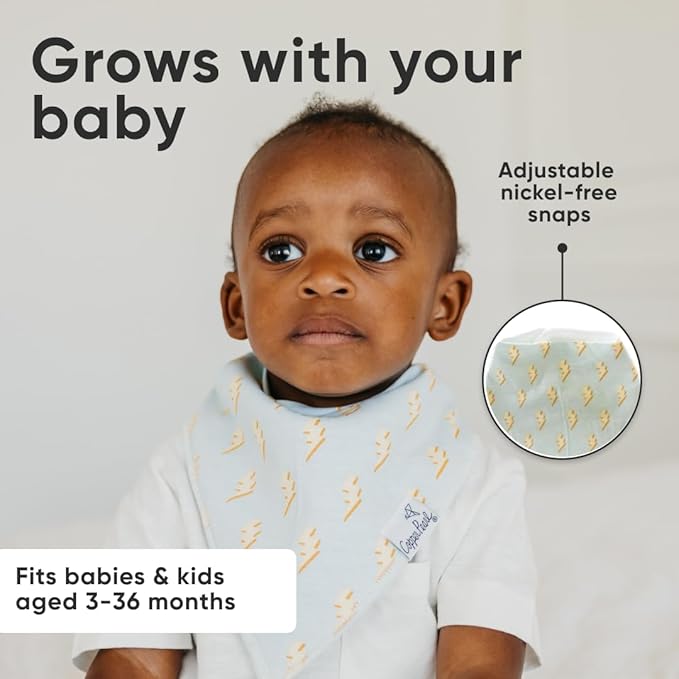 Copper Pearl 4 Pack Soft Cotton Baby Bibs for Drooling and Teething, Absorbent Drool Bibs for Baby Girl and Boy, Adjustable to Fit Newborns to Toddlers, Tons of Styles (Vance)