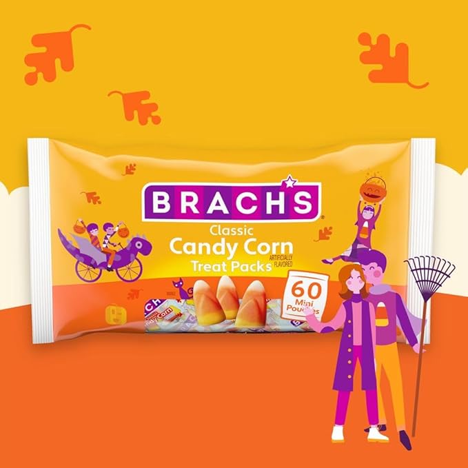 Brach's Classic Candy Corn Trick or Treat Packs, 60 Mini Pouches