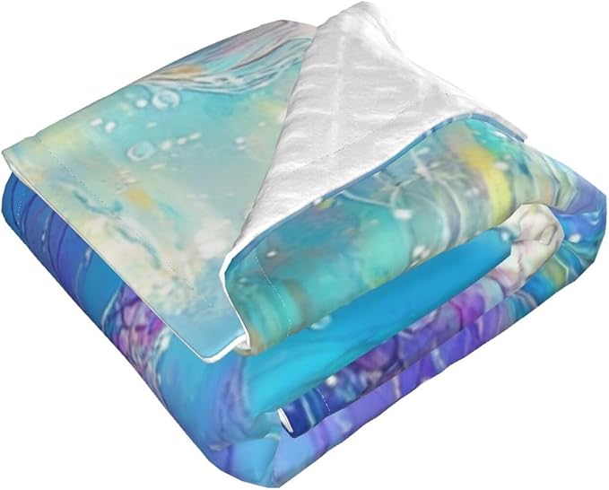 Baby Blanket Mermaid Childish Blue Sea for Boy Girl Newborn 30x40 Inch Toddler Infant Nursery Throw Blankets Double Layer Comfy Soft Plush Stroller Crib Quilt