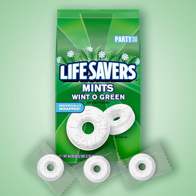 LIFE SAVERS Mints, Bulk Hard Candy Wint-O-Green Breath Mints, 44.93 oz Party Size